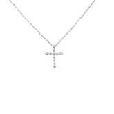 14k White Gold .20ct G VS2 Round Diamond Mini Cross Pendant